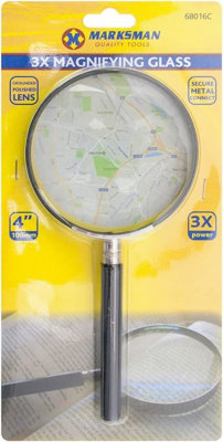 4 Inch Hand Held Magnifying Glass Large Magnifier 3X Glass Lens Reading 100Mm