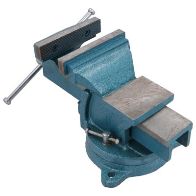4 Inch Heavy Duty Bench Vice With Swivel Base + Anvil Workshop Clamp Cast Iron