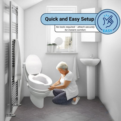 4 Inch Raised Toilet Seat with Lid for Elderly & Disabled
