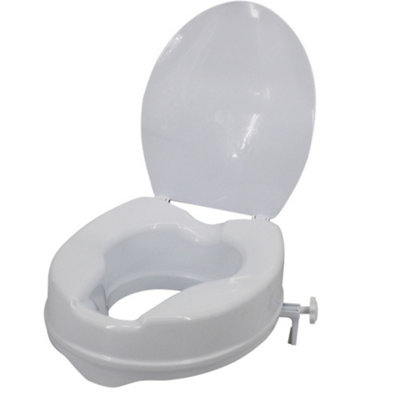 4 Inch Raised Toilet Seat with Lid for Elderly & Disabled