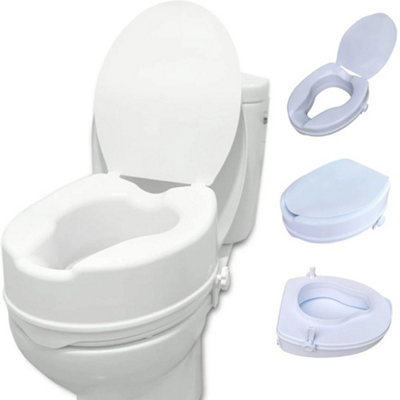 4 Inch Raised Toilet Seat with Lid for Elderly & Disabled