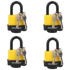 4 Keyed Alike 40mm Water Resistant Waterproof Padlocks 4 Locks 8 Keys Security