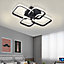 4 Lamp Square Black Frame Contemporary LED Semi Flush Acrylic Ceiling Light Fixture Dimmable