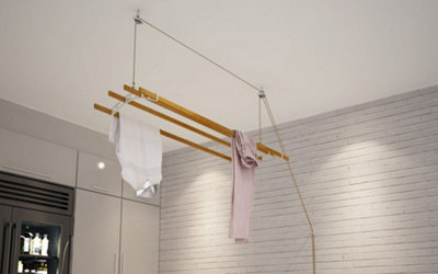 4 Lath Victorian Ceiling Mounted White Clothes Airer Kit - 1.4m long by ...
