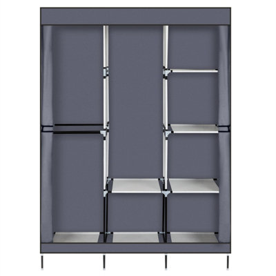 4 Layer 8 Compartment Fabric Wardrobe - Grey