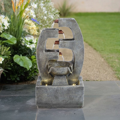 4-layer Grey LED Lighting Garden Landscaping Fountain Resin Waterscape ...