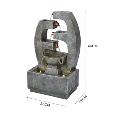 4-layer Grey LED Lighting Garden Landscaping Fountain Resin Waterscape ...