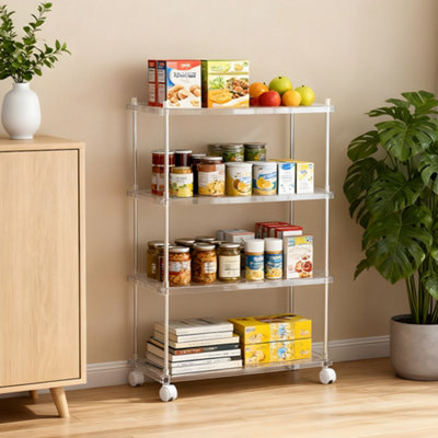 4-layer Transparent Large Hollow Rolling Storage Rack 59.8cm W x 30cm D ...