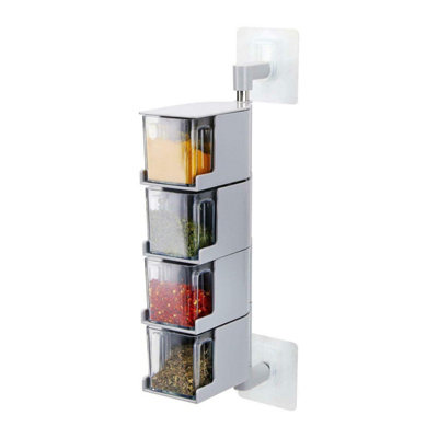 4-Layer Wall-Hanging Condiment Storage Box with Drawer Design and ...