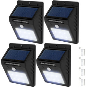 4 LED solar wall lights with motion detector - black