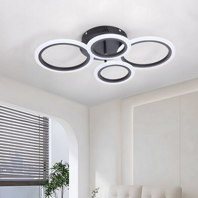 4-Light Rings Adjustable LED Ceiling Light with Remote Control, 26W