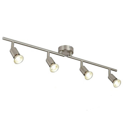 4 Light Spotlight Bar In a Satin Silver Chrome Finish With x4 2W Led Bulbs