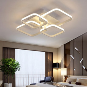 4 Light White Square Morden LED Energy Efficient Semi Flush Acrylic Ceiling Light Dimmable