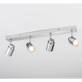 4 Lights Adjustable Bar Ceiling Spotlight, Modern Lighting GU10 Bulb Base Polished Chrome Finish