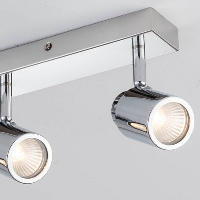4 Lights Adjustable Bar Ceiling Spotlight, Modern Lighting GU10 Bulb Base Polished Chrome Finish