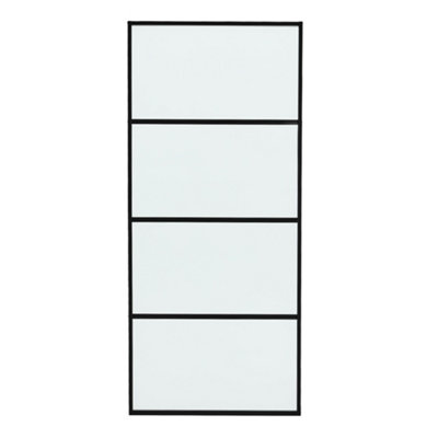 4 Lite Panel Modern Black Glass and Aluminum Sliding Barn Door Internal Door with 6ft Hardware Kit