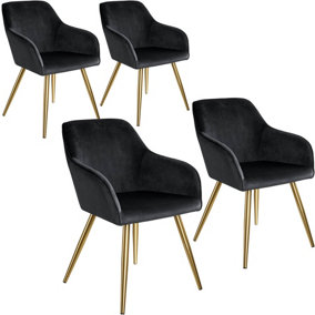 4 Marilyn Velvet-Look Chairs gold - black/gold