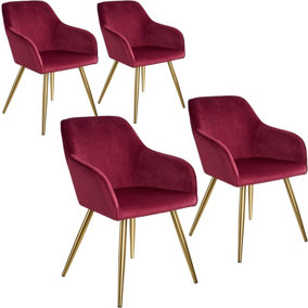 4 Marilyn Velvet-Look Chairs gold - bordeaux/gold