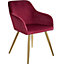 4 Marilyn Velvet-Look Chairs gold - bordeaux/gold