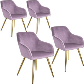 4 Marilyn Velvet-Look Chairs gold - lilac/gold