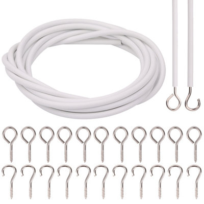 4 Metres White Curtain Wire & Hooks