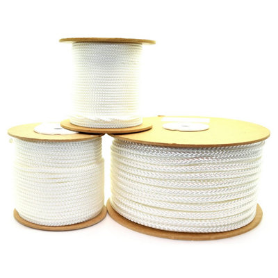 4 mm Pull Cord Recoil Starter Rope for Lawnmower Chainsaw 100 metres 328 ft Long Lawn Mower Replacement Pull Cord White DIY at B Q