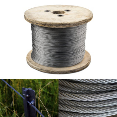 4 mm Thick Wire Rope Wire Cable - 100 metres / 328.08 ft - Galvanised ...