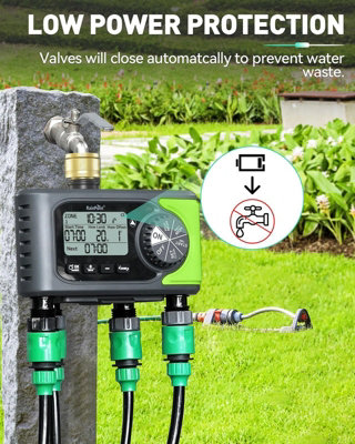 4-Outlet Water Timer with Brass Inlet, 4 Zone Programmable Automatic ...