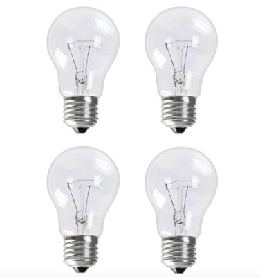 4 Pack 100W E27 Traditional Incandescent Bulbs Dimmable, 1200 Lumens ...