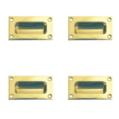4 PACK 102mm Polished Brass Flush Pulls for Doors and Drawers - Recessed Door Handle
