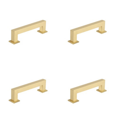 4 PACK 128mm Satin Brass Cabinet Handle for Modern Interiors - Kitchen Drawer Pull Handle