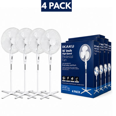 4 Pack 16 Inch Oscillating Pedestal Fan 3 Speed 45W Quiet Cooling ...