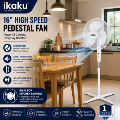 4 Pack 16 Inch Oscillating Pedestal Fan 3 Speed 45W Quiet Cooling ...