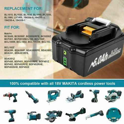 2X 18V 12,0Ah 6,0Ah Akku Für Makita BL1850 BL1830 BL1860B Led Anzeige