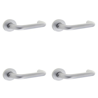 4 PACK 19mm Satin Anodised Aluminium Round Bar Door Handle - Interior Handle