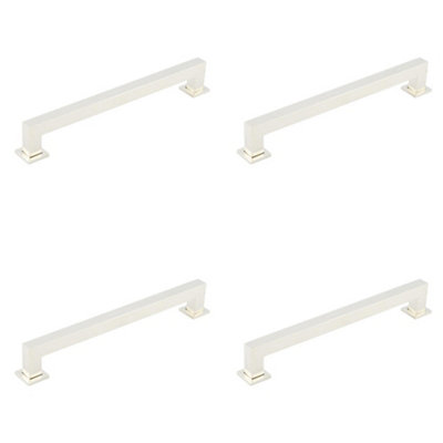 4 PACK 224mm Polished Nickel Cabinet Handle - Modern Brass Design - Kitchen Drawer Pull Handle