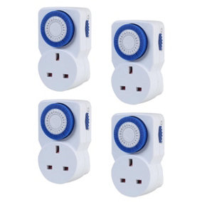 4 PACK 24 Hour Basic Programmable Mechanical Timer Switch for Mains Plug