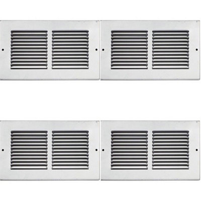 4 PACK - 270x160mm Silver Louvre Grill Face Plate Cover For 225x112mm Air Transfer Vent