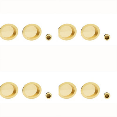 4 PACK - 29mm Sliding Door Rose & 2x 56mm Round Flush Finger Pulls - Polished Brass