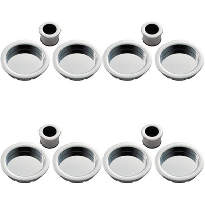 4 PACK - 29mm Sliding Door Rose & 2x 56mm Round Flush Finger Pulls - Polished Chrome