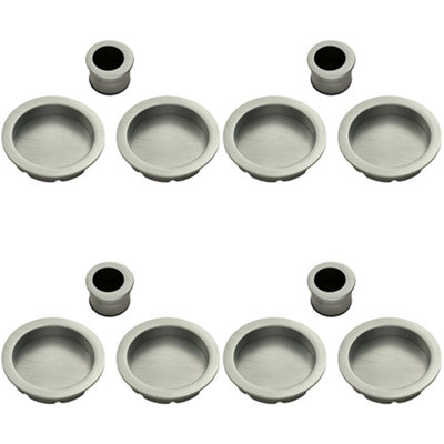 4 PACK - 29mm Sliding Door Rose & 2x 56mm Round Flush Finger Pulls - Satin Nickel