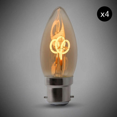 4 PACK - 2w B22 Vintage Edison Candle LED Light Bulb 1800K T-Spiral ...