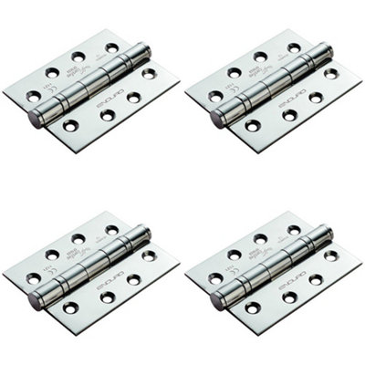4 PACK - 3 Pack SetGrade 13 Ball Bearing P Hinge - 102 x 76mm Bright Stainless Steel