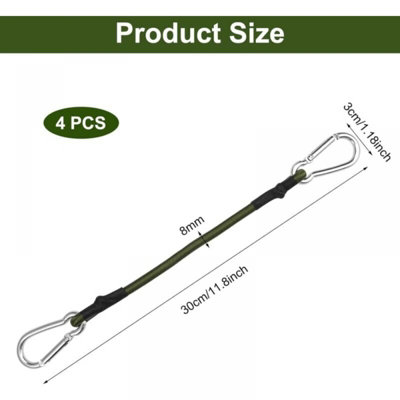 RIO Direct Heavy Duty Bungee Cords With Hooks - 40 Inch, 4-Pack, Green & Black, 8mm Diameter - For Camping, Cargo, Bike Racks