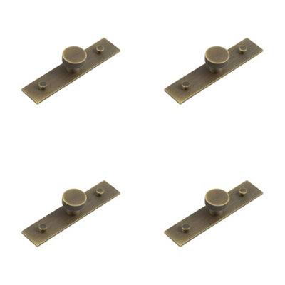 4 PACK 30mm Antique Brass Cupboard Knob with Elegant Backplate Design - Kitchen Cabinet Knob