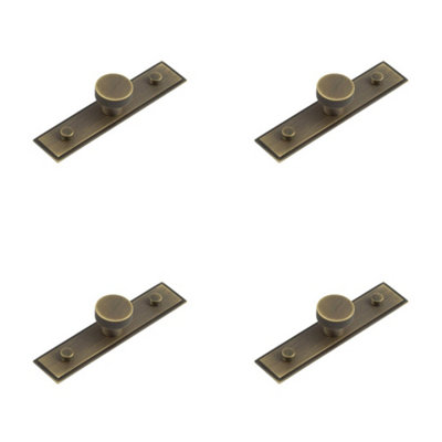 4 PACK 30mm Antique Brass Cupboard Knob with Stepped Backplate - Kitchen Cabinet Knob