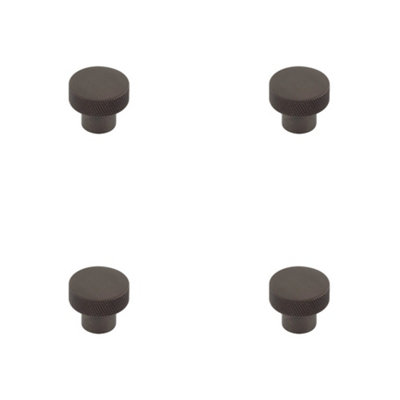 4 PACK 30mm Dark Bronze Cupboard Knob - Elegant Diamond Knurled Design - Kitchen Cabinet Knob