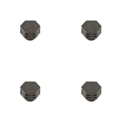 4 PACK 30mm Dark Bronze Cupboard Knob - Stylish Hex Design - Kitchen Cabinet Knob