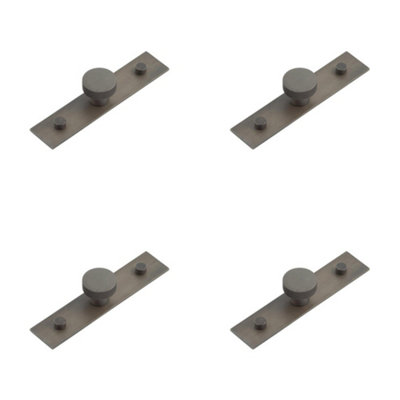 4 PACK 30mm Dark Bronze Cupboard Knob with Plain Backplate - Kitchen Cabinet Knob