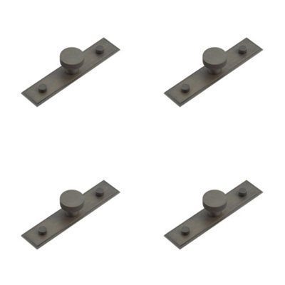 4 PACK 30mm Dark Bronze Cupboard Knob with Stepped Backplate - Kitchen Cabinet Knob